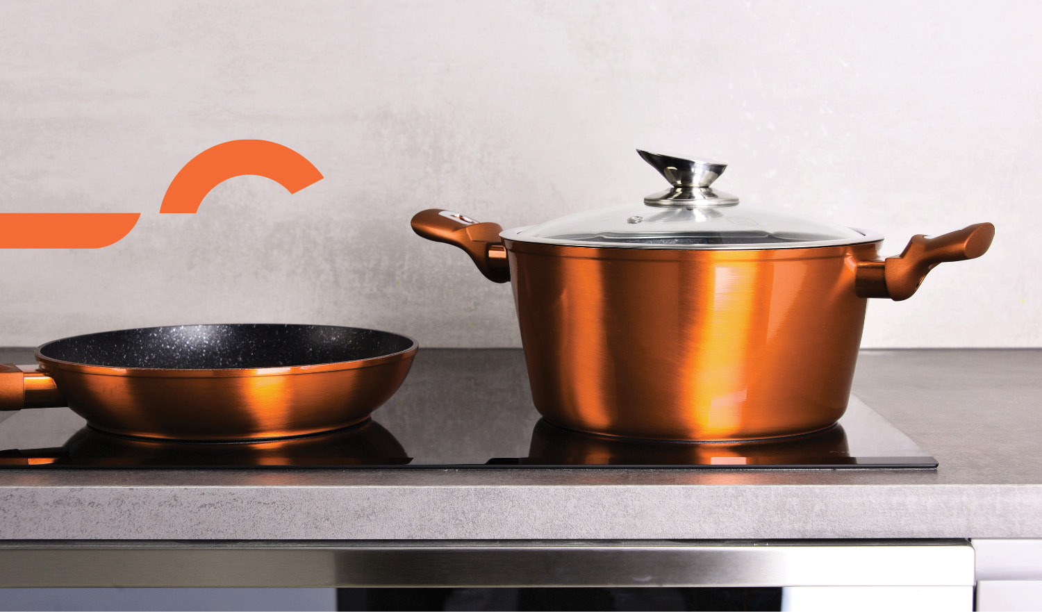 Pots and pans on induction stovetop